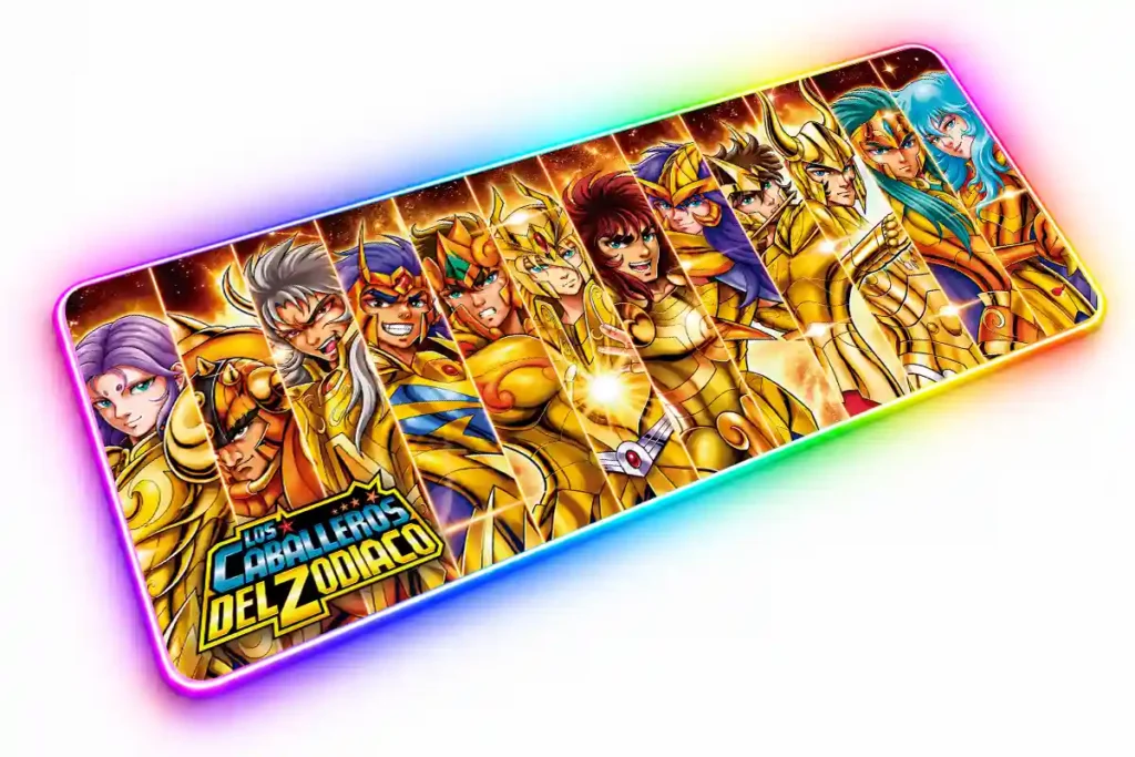 Mousepad de Caballeros Dorados Paneles de Color con diseño de Saint Seiya